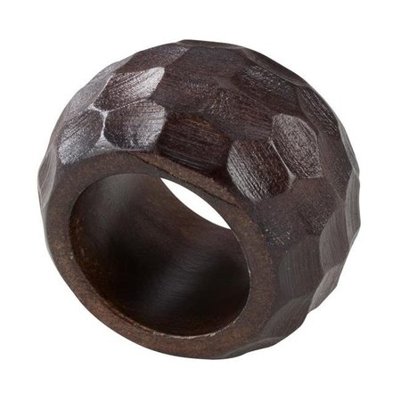 SARO LIFESTYLE SARO NR180.CF Mango Wood Napkin Ring with Chunky Design  Coffee - Set of 4 NR180.CF
